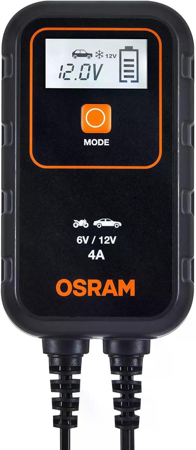 OSRAM BATTERYcharge 904, KFZ-Batteriewartungsgerät 12V, mobiles KFZ Batterieladegerät für PKW & Moto