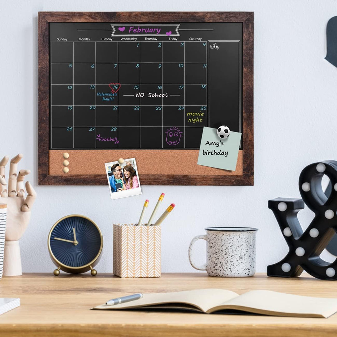 Okydoky Abwischbarem Kreidetafel-Kalender und Pinnwand, 33 cm x 43cm, Kombination aus trocken Black