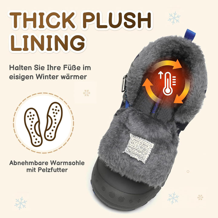 Mishansha Kinder Winterschuhe Gefüttert Winterstiefel für Jungen Mädchen Gr.24-38 24 EU Dunkelblau,