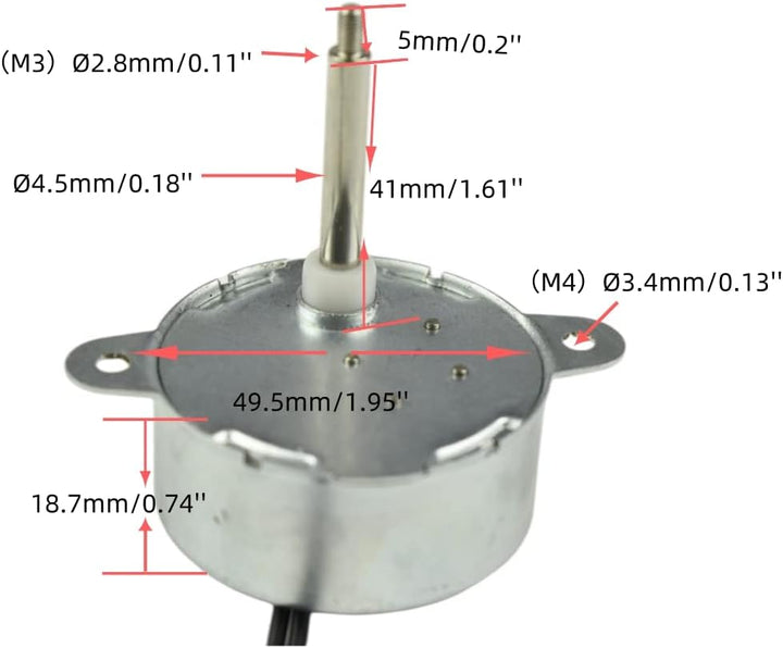 CHANCS Synchronmotor TYC40 12V DC 5U/min Welle 35mm mit DC-Netzteil - Eingang 100/240V Ausgang DC 12