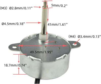 CHANCS Synchronmotor TYC40 12V DC 5U/min Welle 35mm mit DC-Netzteil - Eingang 100/240V Ausgang DC 12