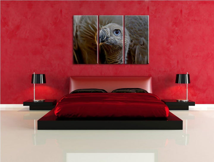 aussergewöhnlicher Geier NewArt 3-Teiler Leinwandbild 120x80 Bild auf Leinwand, XXL riesige Bilder f