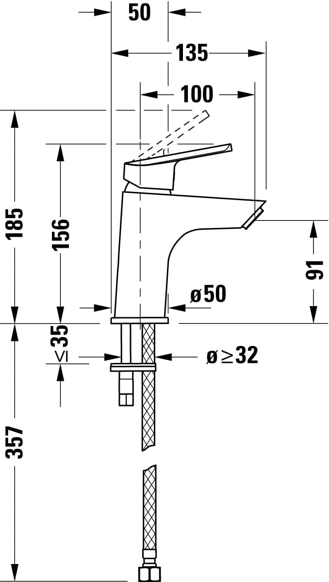 Duravit No.1 Waschtischarmatur, Grösse S (Auslauf Höhe 91 mm), Wasserhahn Bad, Waschbecken Armatur m