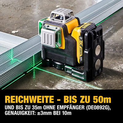 Dewalt Linienlaser (selbstnivellierender 3x360°,10,8V, 2Ah, manueller Modus ab 4° (Blinkmodus), Arbe