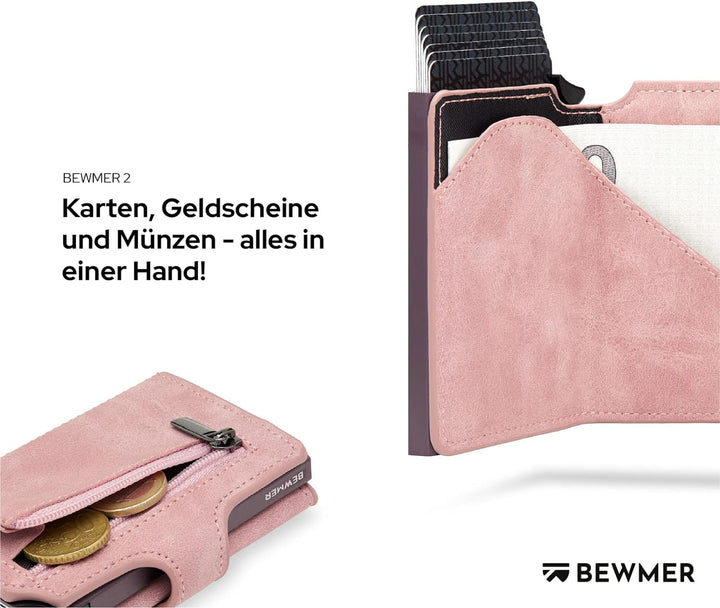BEWMER 2 Shielded | Herren und Damen Slim Wallet mit RFID-Schutz Anti-Cloning | Kartenetui mit Münzf