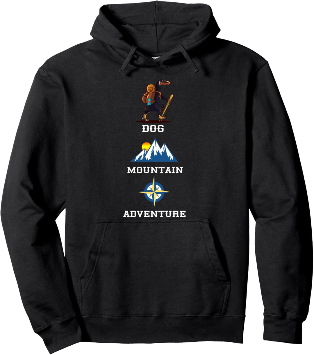 Lustiger Dackel Hund Bergwandern Klettern Pullover Hoodie