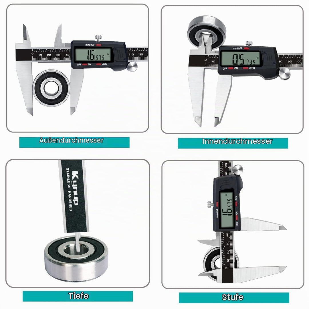 Kynup Digital Messschieber, 300mm/ 12-Zoll Digitale Schieblehre Edelstahl Messwerkzeug, Elektronisch