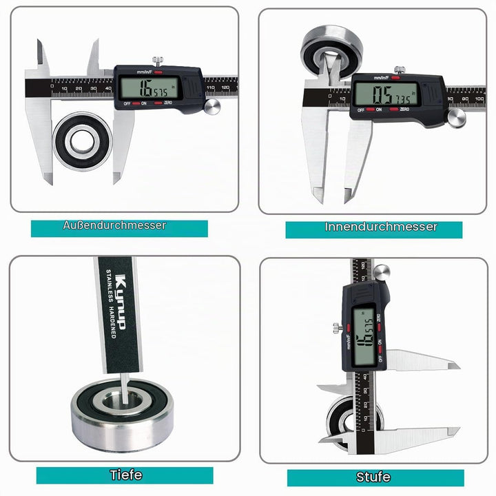 Kynup Digital Messschieber, 300mm/ 12-Zoll Digitale Schieblehre Edelstahl Messwerkzeug, Elektronisch