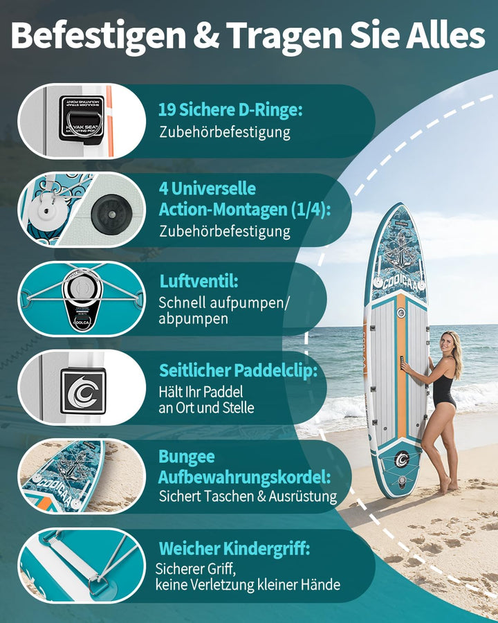 COOLCAA SUP Board, 355cm (Extra Gross) Stand Up Paddling Board, Aufblasbares Stand-Up Paddle Board m