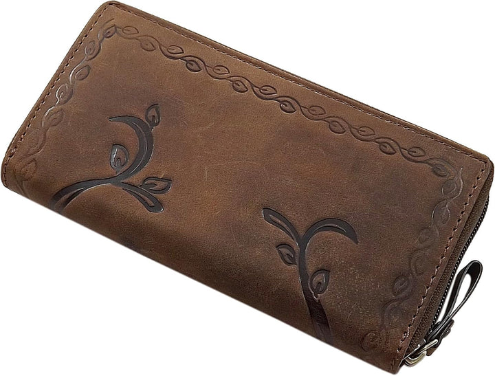 myledershop Grosse Büffel-Vollleder Damen Geldbörse/Geldbeutel/Portemonnaie/Geldtasche mit Colibri-M