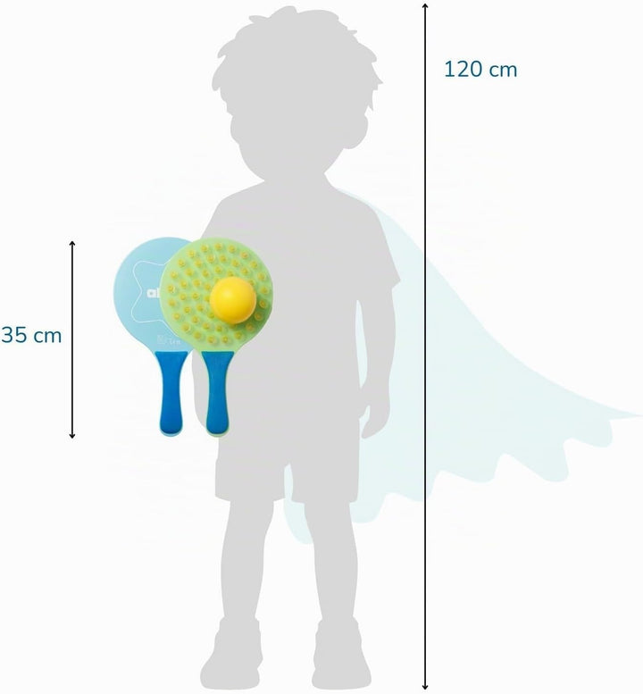 alldoro 60070 Sticky Beachball-Set - 2in1 Strandspiel mit 2 ergonomischen Schlägern + 2 Bällen, eins