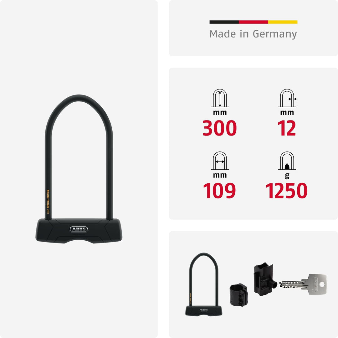 ABUS Bügelschloss Granit 460 + USH460-Halterung - Fahrradschloss mit Rundbügel - ABUS-Sicherheitslev