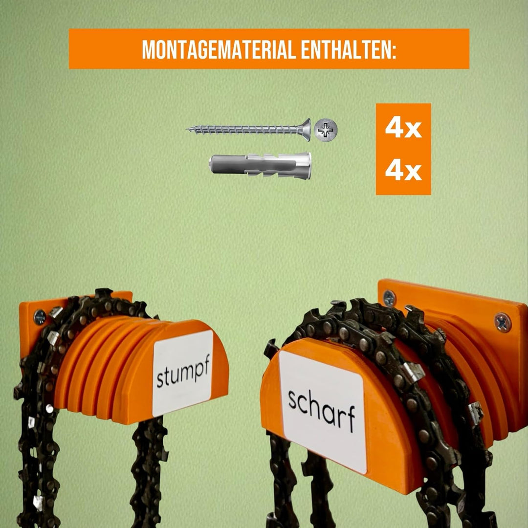 2er Set Universal Sägeketten Halterung – Robuste Wandhalterung für Sägeketten aller Art – Der ideale