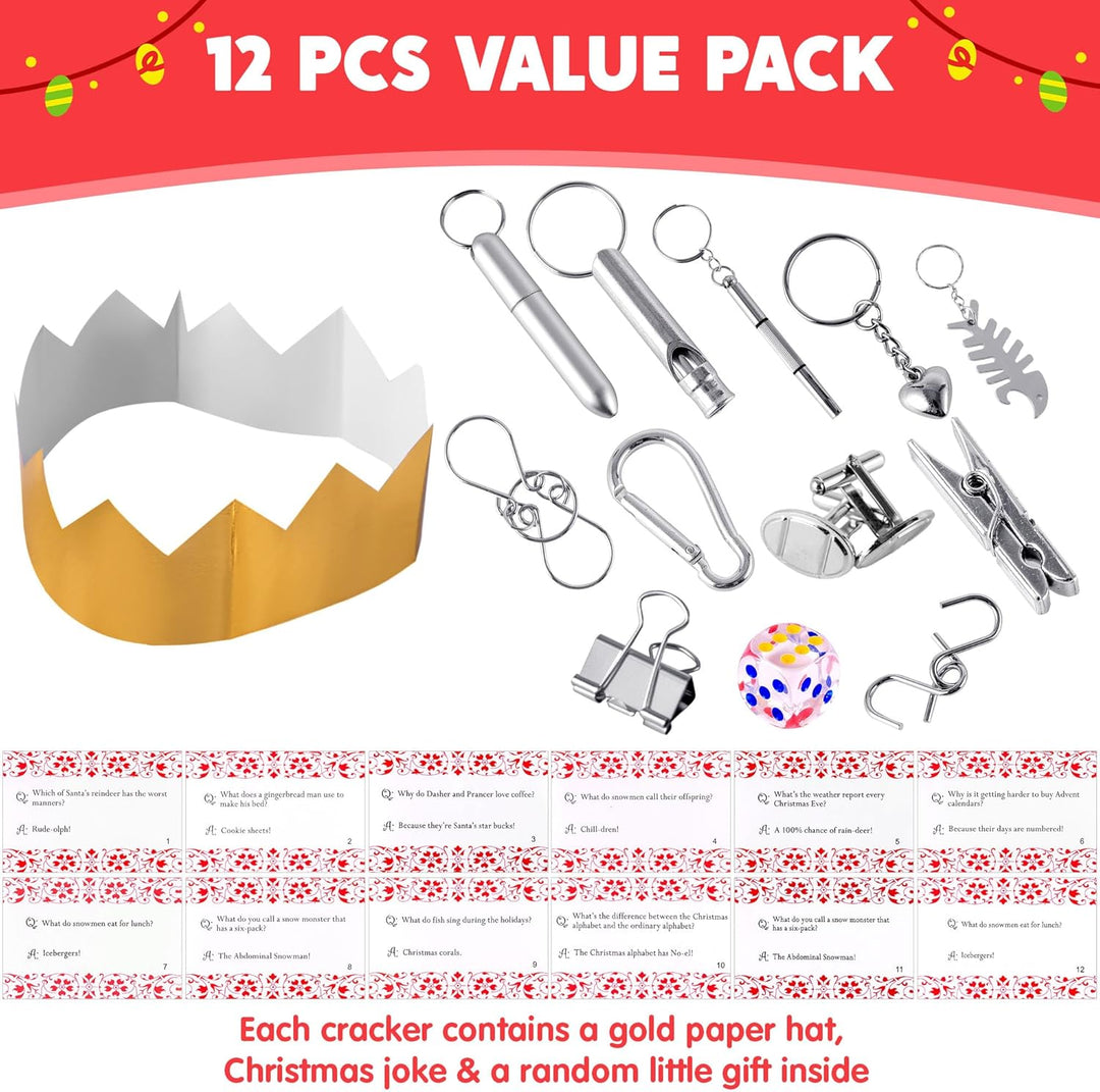 JOYIN 12er-Pack Xmas Geschenk-Tischgeschenke mit goldenem Schneeflocken-Design, ohne Druckknopf, mit