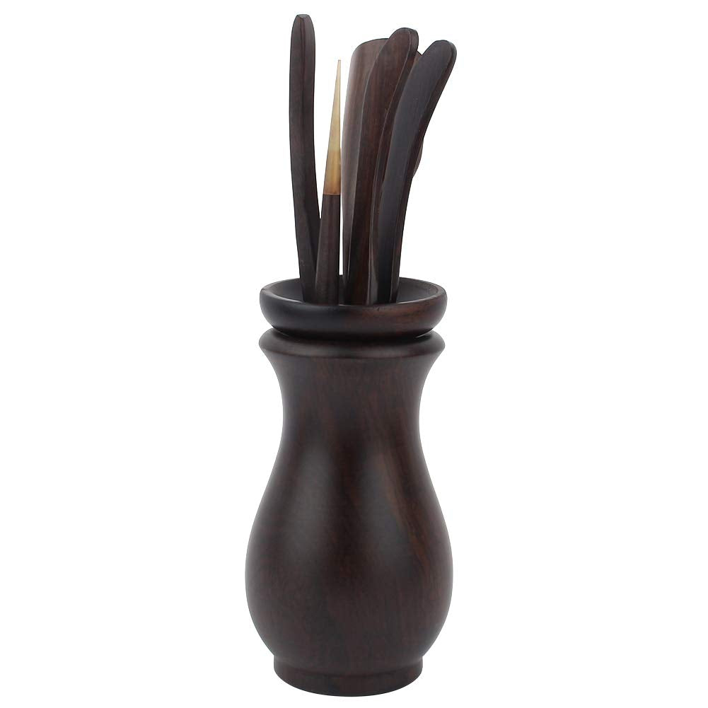 Teezeremonie-Set, 6-teilig, Teebesteck aus Bambus, Teeschaufel aus Ebenholz, Clip, Nadel, Eimer, Aus
