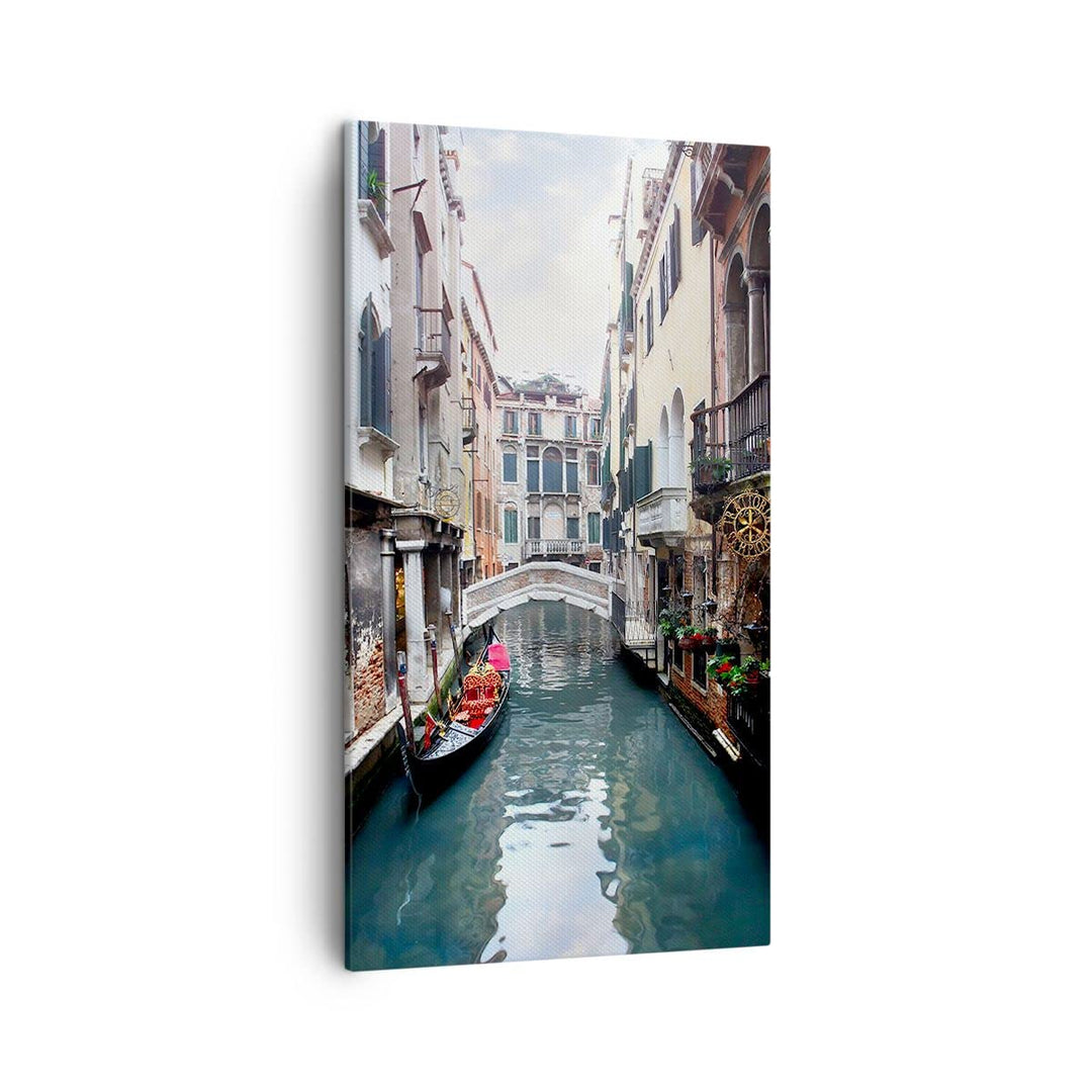 Bilder auf Leinwand Boot Brücke Tourismus Venedig Leinwandbild mit Rahmen 45x80cm Wandbilder Dekorat