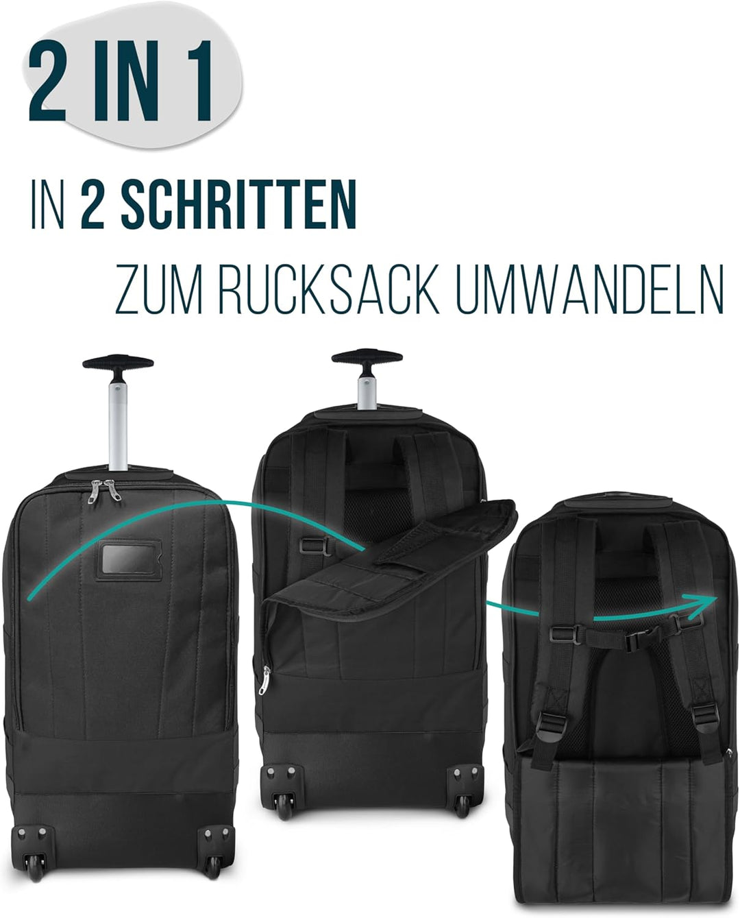 normani Reisetasche Trolley mit Rucksackfunktion 90 Liter - Backpacker mit Frontloader praktischer R