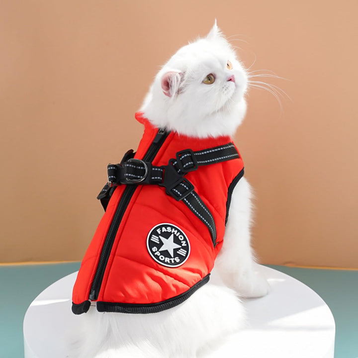 Hundejacke Winterweste Jacken - Hundemantel mit Geschirr, Wasserdicht, Maschinen Waschbar, Reflektie