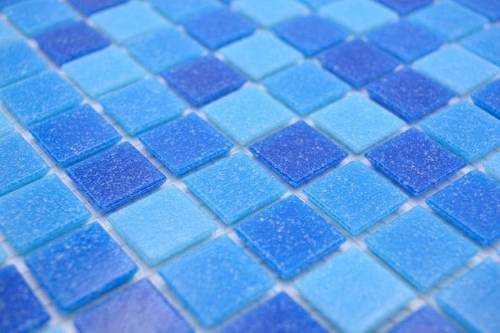 Glasmosaikplatte Classic Mix Blau papierverklebt Pool Schwimmbad Mosaikplatte 10 Matten