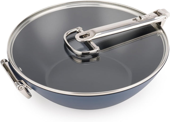 Joseph Joseph Space 32 cm Antihaft-Wok mit klappbarem Griff und Deckel Wok mit Deckel 32cm, Wok mit