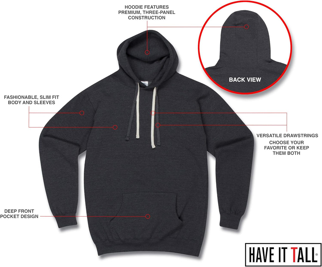 Have It Tall Unisex Kapuzenpullover Extra Lang, Fleece Hoodie Extra Tall, Baumwolle & Fleece L Extra