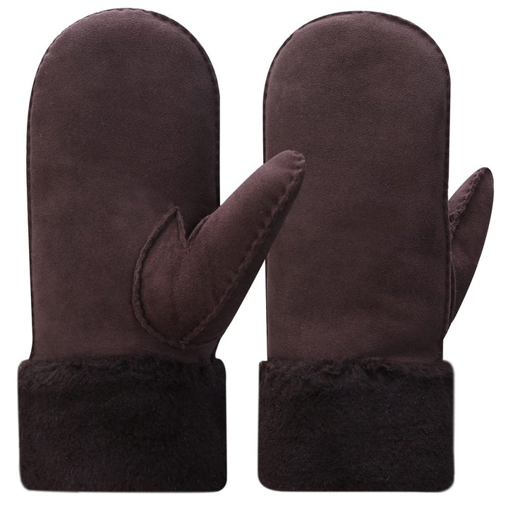Harssidanzar Damen Fäustlinge,Winter Schaffell Lammfell beheizte warme pelzige Stulpenhandschuhe Led