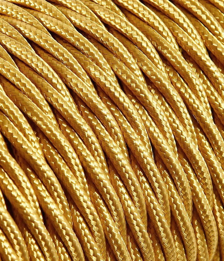 Textilkabel für Lampe, Stoffkabel 3-adrig (3x1,50mm²) - Gold. Made in Italy (5 Meter), 5 Meter