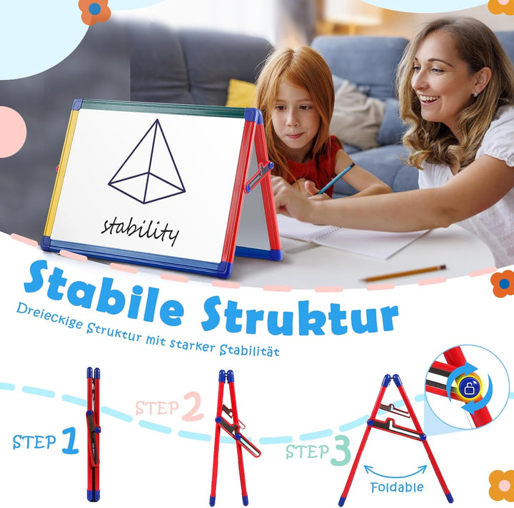 Swansea Magnettafel Kinder, Klappbar Whiteboard, A3, Doppelseitig mit Buchstaben- und Zahlenmagneten