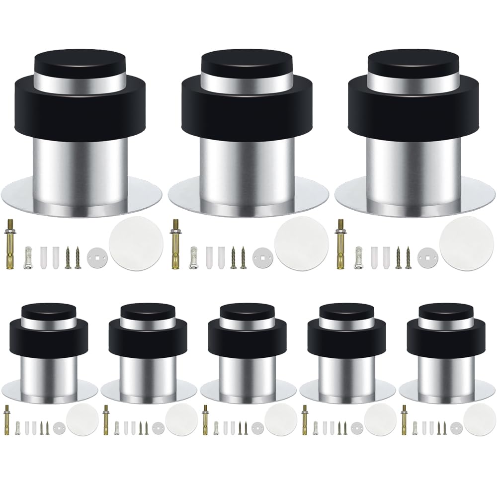 8er Selbstklebender Türstopper, Türstopper zum Schrauben - Montage am Boden oder an der Wand - Edels