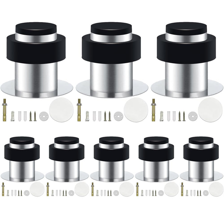 8er Selbstklebender Türstopper, Türstopper zum Schrauben - Montage am Boden oder an der Wand - Edels