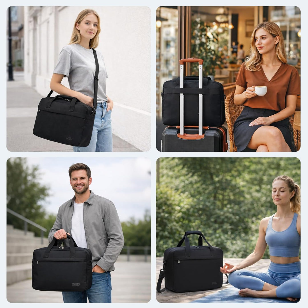 Kono Reisetasche Weekender Tasche Ryanair Handgepäck Unisex Gym Wochenendtasche L(55x35x25cm) Schwar