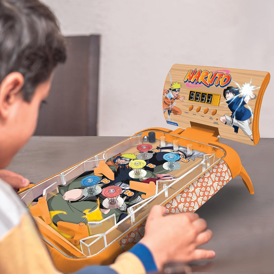 Lexibook, Naruto, Elektronischer Tischflipper, Action- und Reflexspiel für Kinder und Familien, LCD-