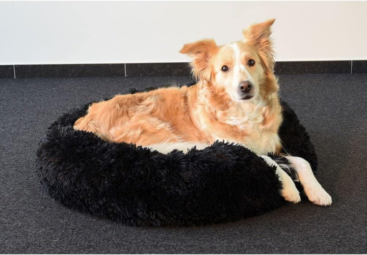 Flamingo Pet Products - Kissen Krems rund, Farbe schwarz, Durchmesser 70 cm für Hunde
