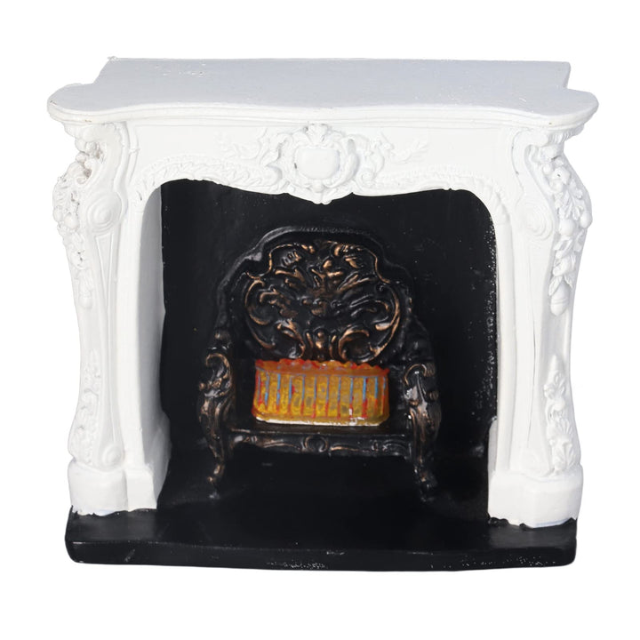 Puppenhaus, LED, Kamin, Rokokostil, Schalter, einfach, Kunstharz, tragbar, 1:12, Miniatur-Puppenhaus