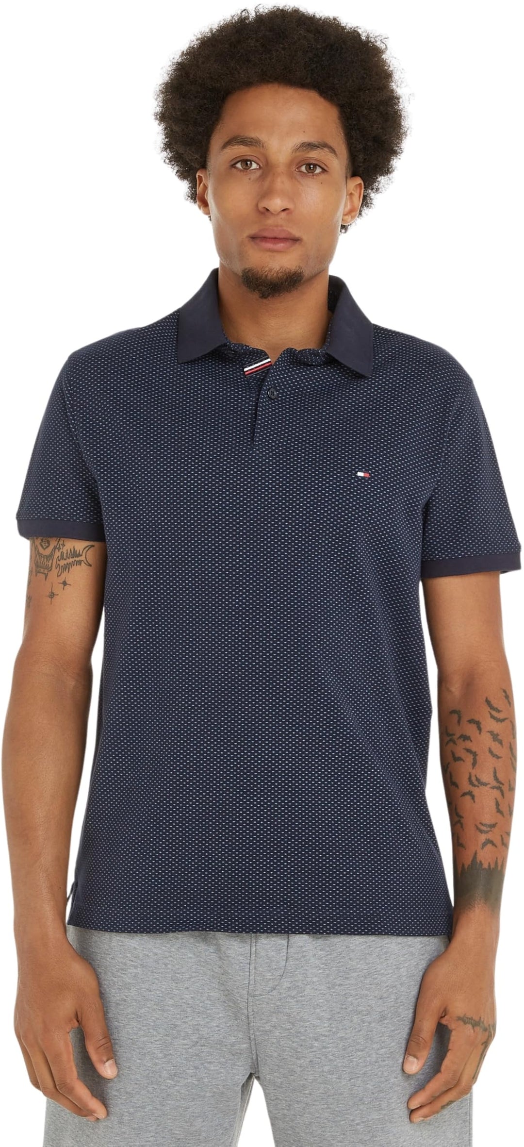 Tommy Hilfiger Herren Micro Print Slim Polo Mw0mw30775 Kurzarm Poloshirts (1er Pack) S Blau (Desert