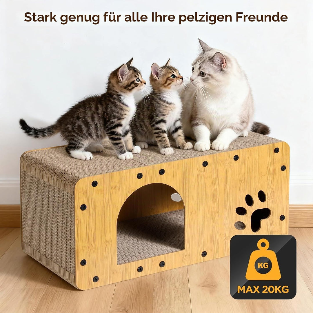 Gimars 59.5x29.5x28 cm Kratzbrett Katzen mit Spielball, Kratzpappe für Katzen gross XXL, Katzenhaus