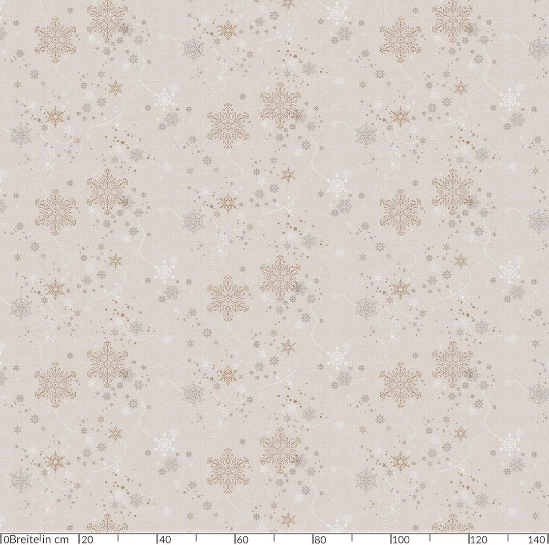 ANRO Wachstuchtischdecke Wachstuch Wachstischdecke Tischdecke Weihnachten Schneeflocken Beige 220x14