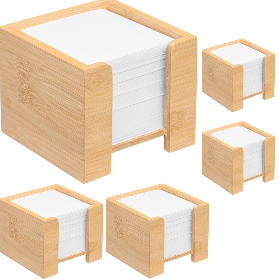 Zettelbox Bambus, nachhaltiger Zettelkasten Holz, Notizzettel Halter, 900 Blatt holzfreies Papier 70