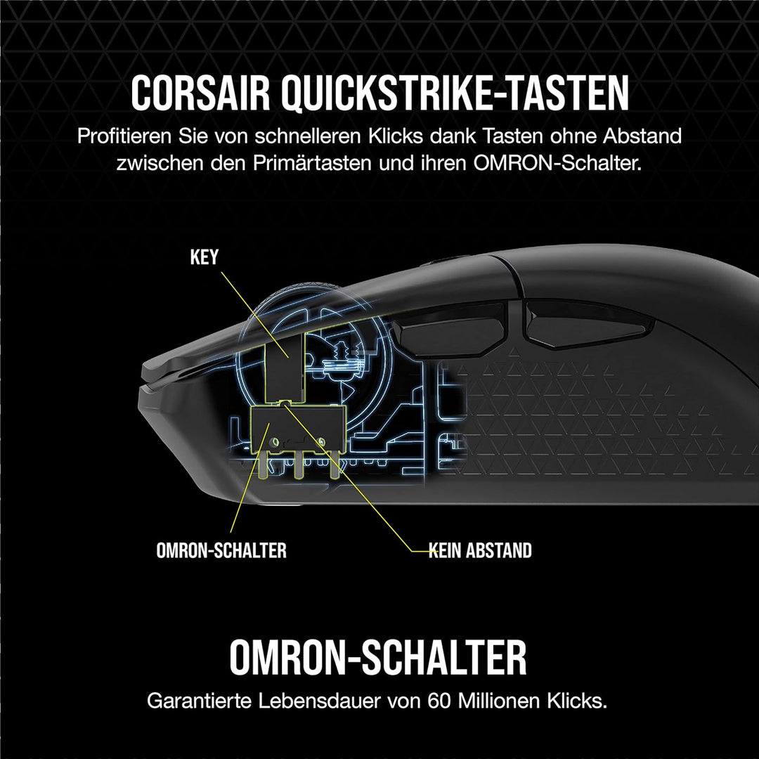 CORSAIR KATAR ELITE WIRELESS Ultraleichte FPS Gaming Maus - 10.000 DPI - Symmetrische Form - Bis zu