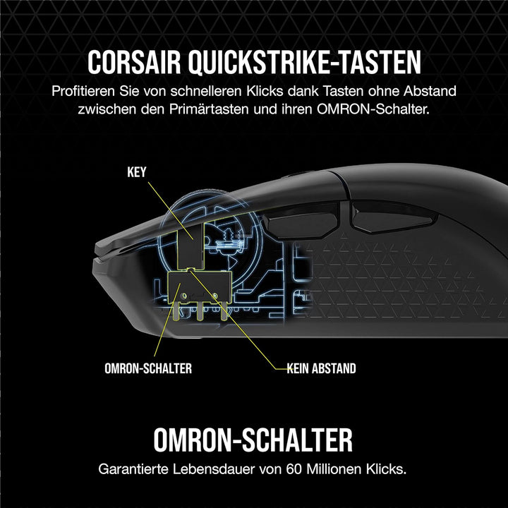 CORSAIR KATAR ELITE WIRELESS Ultraleichte FPS Gaming Maus - 10.000 DPI - Symmetrische Form - Bis zu