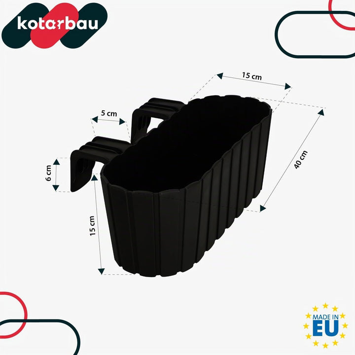 KOTARBAU® 4er Set Blumenkasten für Balkon - 40 x 15 x 15 cm - Blumenkasten für Balkongeländer - Balk