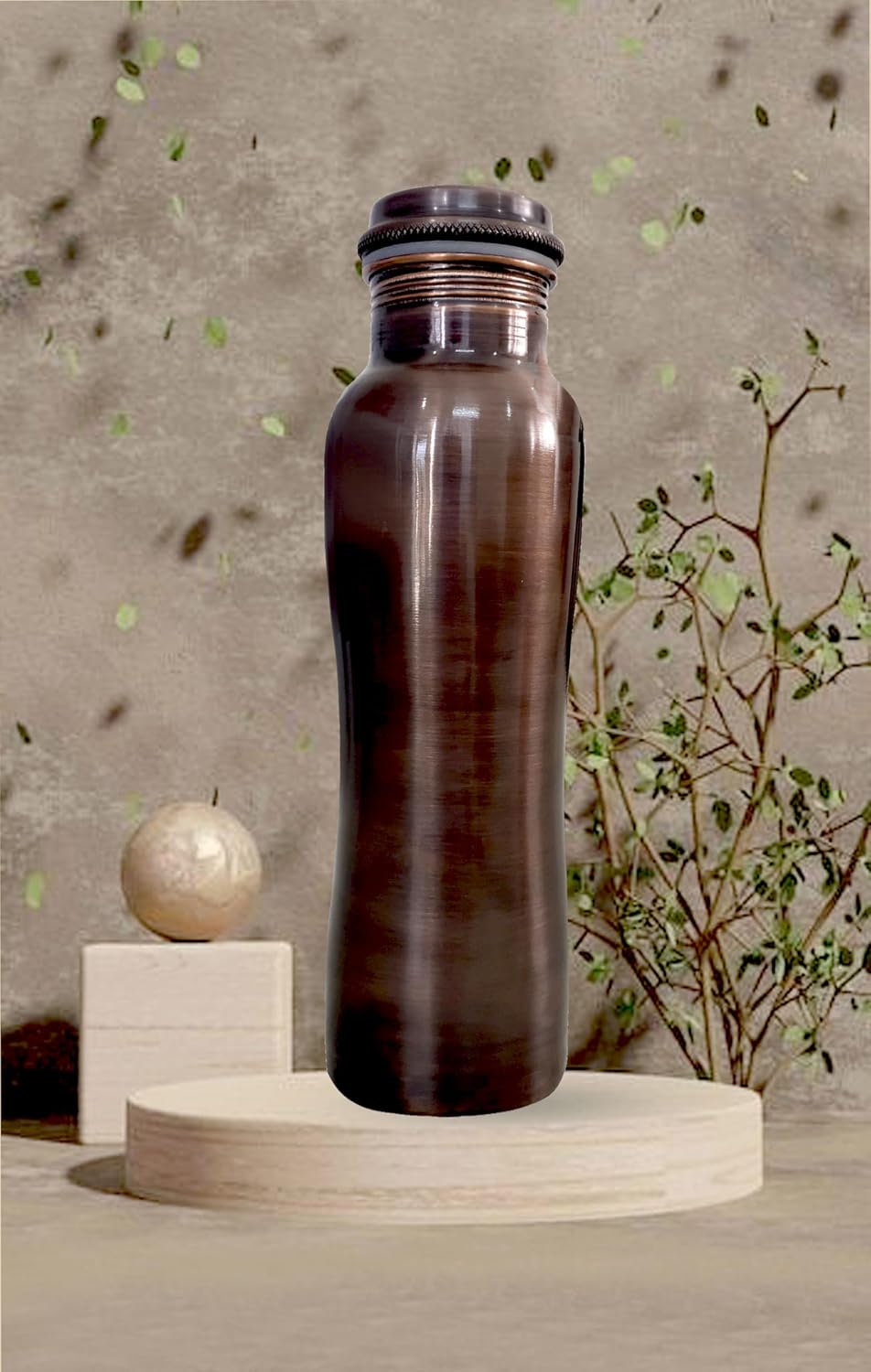 ayurvedische Kupfer-Wasserflasche, auslaufsicheres naturreines Kupfergefäss 900ml/30oz 900 ml Design