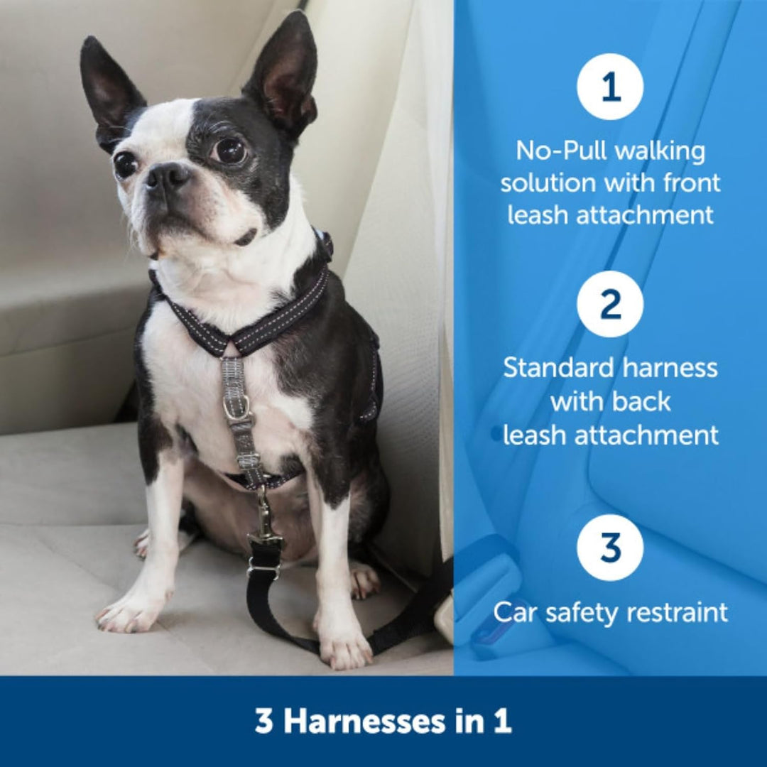 PetSafe 3-in-1-Geschirr und Rückhaltegurt für Hunde, Mit Anti-Zieh-Ring und Rückhaltegurt fürs Auto,