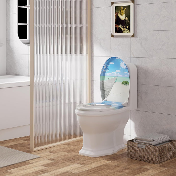 WOLTU Toilettendeckel mit Absenkautomatik, WC Sitz Deckel oval, Klodeckel mit Quick-Release für einf