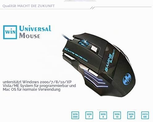 ELLENNE GM02 Professionelle Gaming-Maus, 6800 dpi, 7 Tasten, USB, LED, RGB
