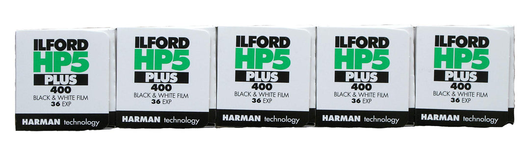 Ilford HP5 Plus Schwarzweissfilm, 35mm, 36 Belichtungen pro Rolle, 5 Rollen
