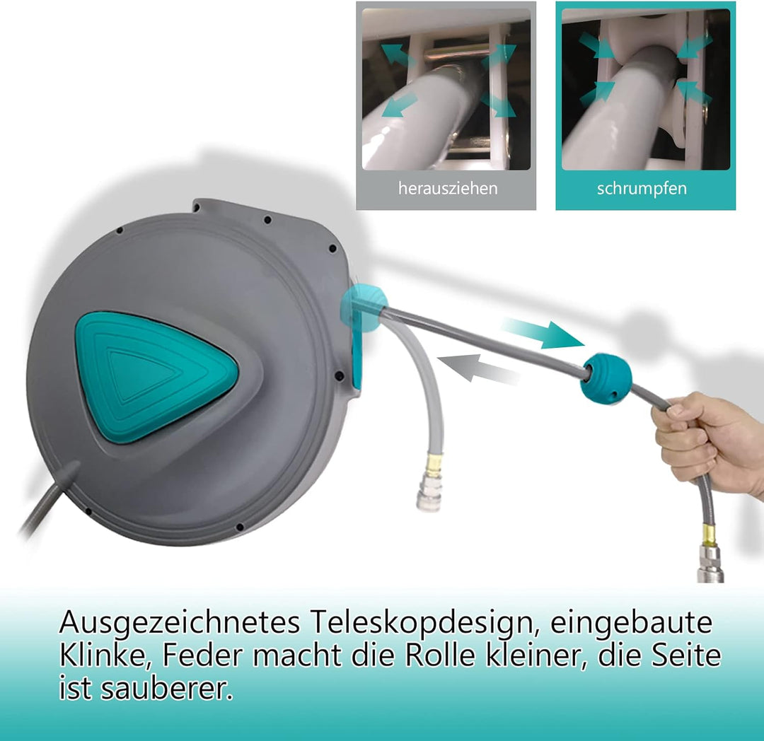HENGMEI 20m Druckluftschlauch Druckluft Schlauchtrommel 1/4" Trommel Wandschlauchhalter Aufroller au