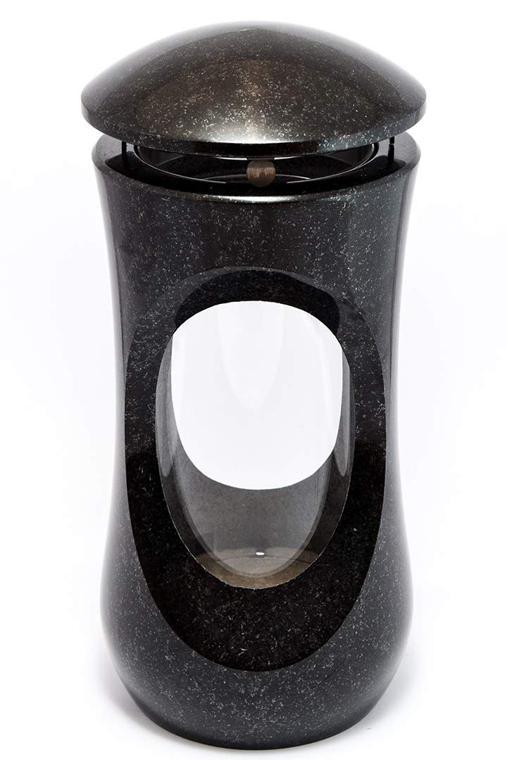 Afterglow Stilvolle Grablampe Classic aus echtem Granit Schwedisch Black Höhe 25 cm/Ø 12,5 cm cm Gra