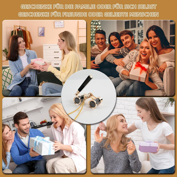 3X25 Glasfernglas mit verstellbarem Griff und Kette, BK7-Optiklinse, niedliches Mini-Theaterfernglas