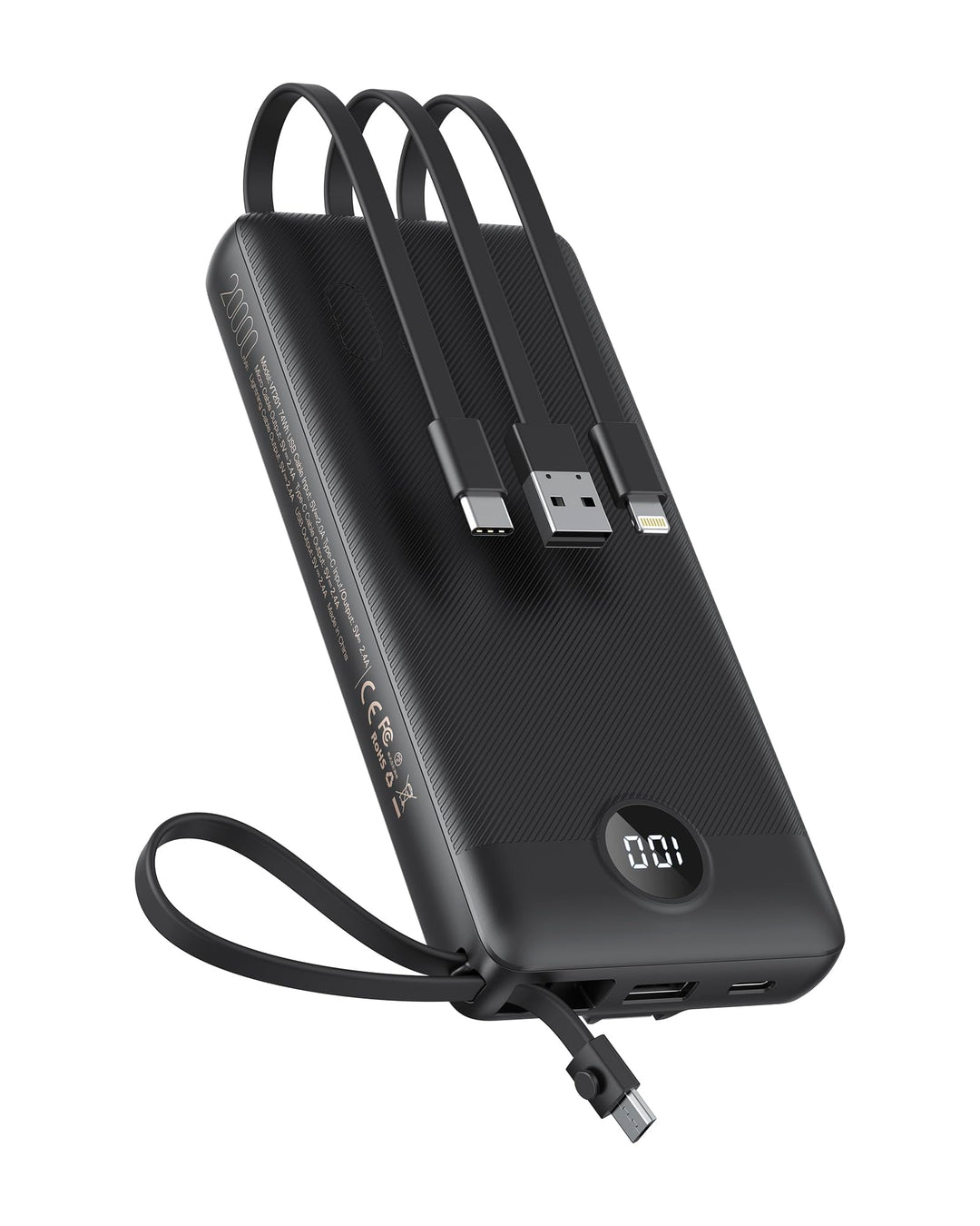 Powerbank 20000mAh Power Bank mit Kabel VEEKTOMX Powerbank USB C Tragbares Ladegerät 5 Ausgängen LED